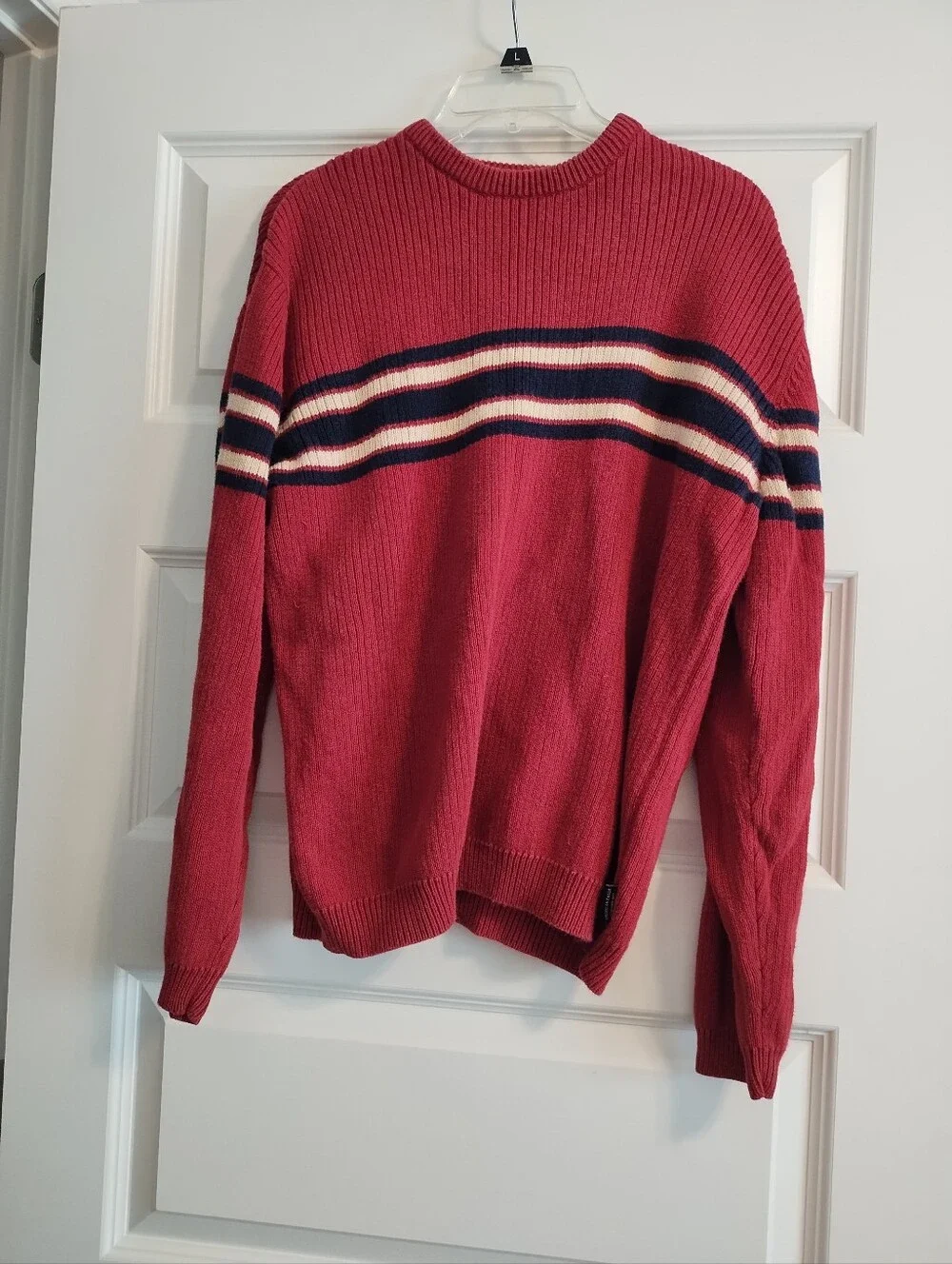 Vintage American Eagle Men's Red Striped Crewneck Sweater Size Medium